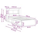 vidaXL Cadre de lit avec rangement Chêne fumé 90 x 190 cm