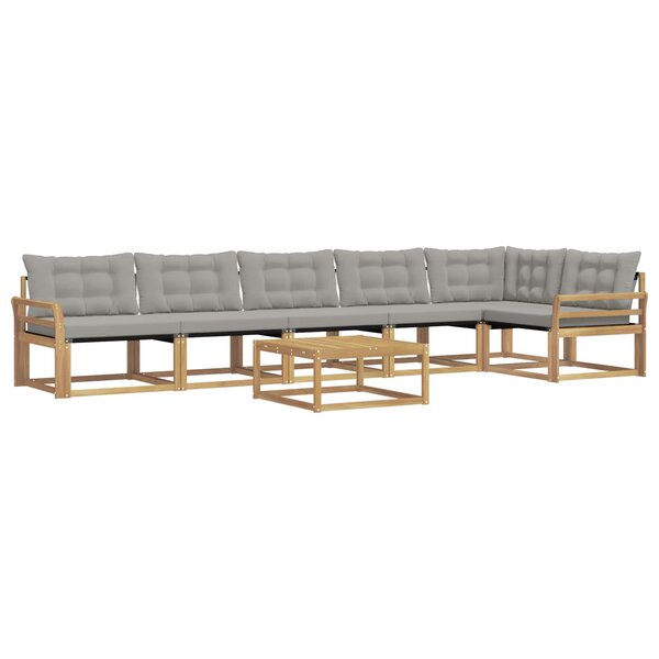 vidaXL Ensemble de canapés d'extérieur 7 Pièces Blanc et gris clair
