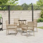 vidaXL Ensemble de salle à manger pour jardin 5 Pièces Beige Poly rotin