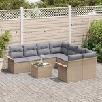 vidaXL Ensemble de canapé de jardin 9 Pièces Beige Poly rotin