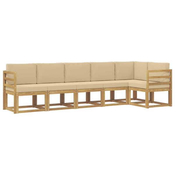 vidaXL Ensemble de canapés d'extérieur 6 pc Blanc et Beige Polyester