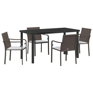 vidaXL Ensemble de salle à manger pour jardin 5 Pièces Marron et Noir
