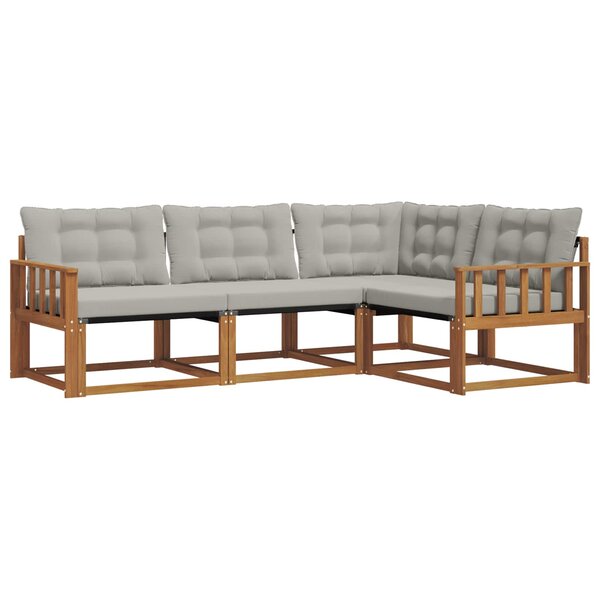 vidaXL Ensemble de canapés d'extérieur 4 pc Gris Naturel et Clair