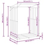 vidaXL Portant de bois de chauffage et housse de pluie acier galvanisé