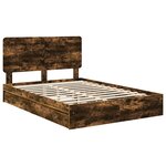 vidaXL Lit de Rangement Chêne fumé 140 x 200 cm Bois d'ingénierie
