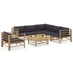 vidaXL Salon de jardin 7 Pièces avec coussins gris foncé bambou