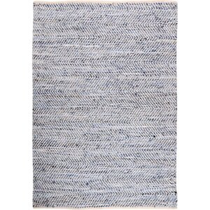Tapis cuir et coton blanc et bleu atlas 230 x 160 cm