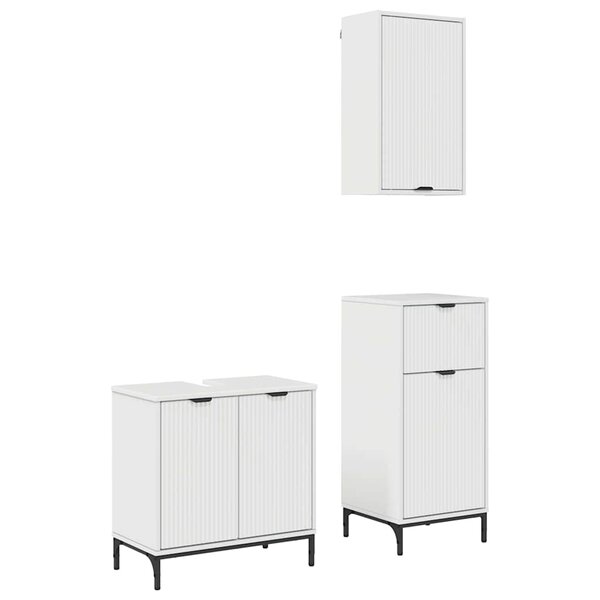 vidaXL Ensemble de mobilier de salle de bain 3 Pièces Blanc brillant