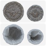 vidaXL Panier à linge avec couvercle 2 Pièces Gris Kubu Rattan Kubu