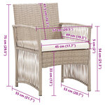 vidaXL Fauteuils de jardin avec coussins 2 Pièces Beige Résine tressée