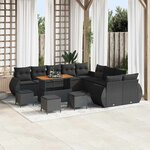vidaXL Ensemble de canapé de jardin 14 Pièces Noir 110 x 55 x 71 cm