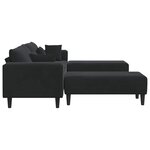 vidaXL Canapé en velours avec coussin 3 Pièces Noir 208 cm Velours