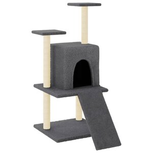 vidaXL Arbre à chat avec griffoirs en sisal gris foncé 110 cm