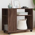 vidaXL Table d'appoint avec roues chêne marron bois d'ingénierie