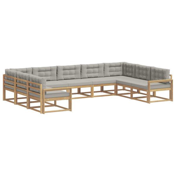 vidaXL Ensemble de canapés d'extérieur 9 Pièces Blanc et gris clair