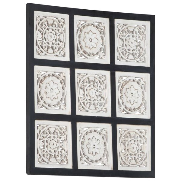 vidaXL Panneau mural sculpté à la main MDF 60x60x1 5 cm Noir et blanc