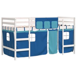 vidaXL Lit mezzanine enfants avec rideaux sans matelas bleu 90x190 cm