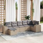 vidaXL Salon de jardin avec coussins 7 Pièces beige résine tressée