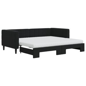 vidaXL Lit de jour avec gigogne et matelas noir 90x190 cm velours