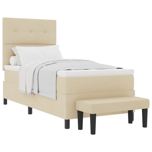vidaXL Lit à ressorts avec matelas Crème 100 x 200 cm tissu