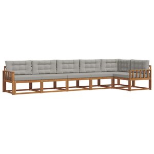 vidaXL Ensemble de canapés d'extérieur 6 Pièces Naturel et gris clair