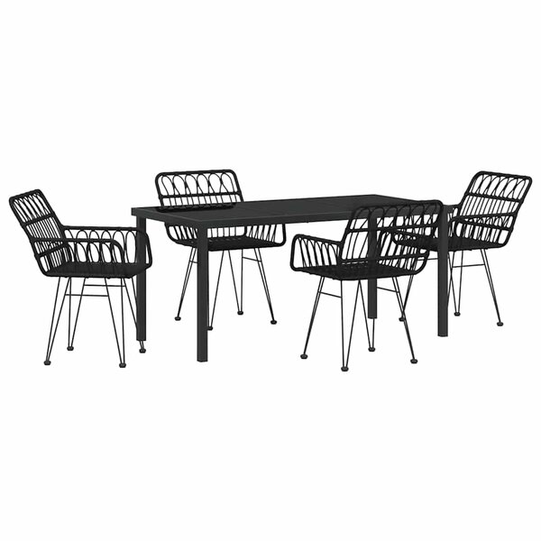 vidaXL Ensemble de salle à manger pour jardin 5 Pièces Noir