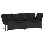 vidaXL Canapé de jardin avec coussins Noir Résine tressée