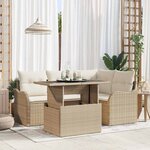 vidaXL Ensemble de canapé de jardin 5 Pièces Beige 100 x 55 x 73 cm