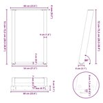 vidaXL Pieds de table à manger en U 2 pièces Anthracite 60 x (72-73) cm Acier