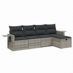 vidaXL Salon de jardin 5 Pièces avec coussins gris clair résine tressée
