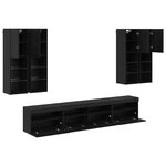 vidaXL Ensemble de meuble TV mural avec éclairage LED 7 Pièces Chêne noir