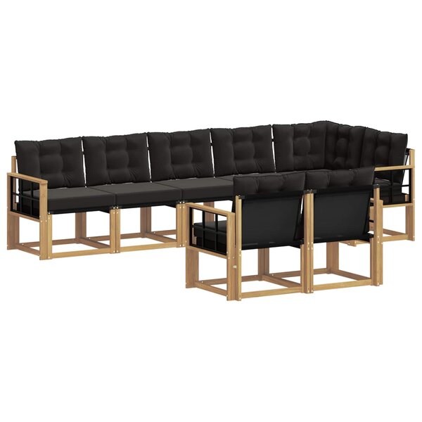 vidaXL Ensemble de canapés d'extérieur 8 Pièces Blanc et noir