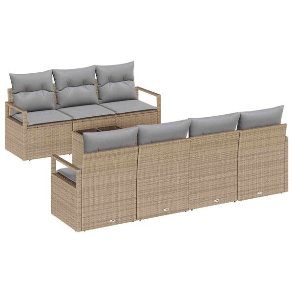 vidaXL Ensemble de canapé de jardin 8 Pièces Beige Gris 55 x 55 x 37 cm