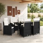 vidaXL Ensemble de salle à manger pour jardin 7 pc Noir et blanc crème