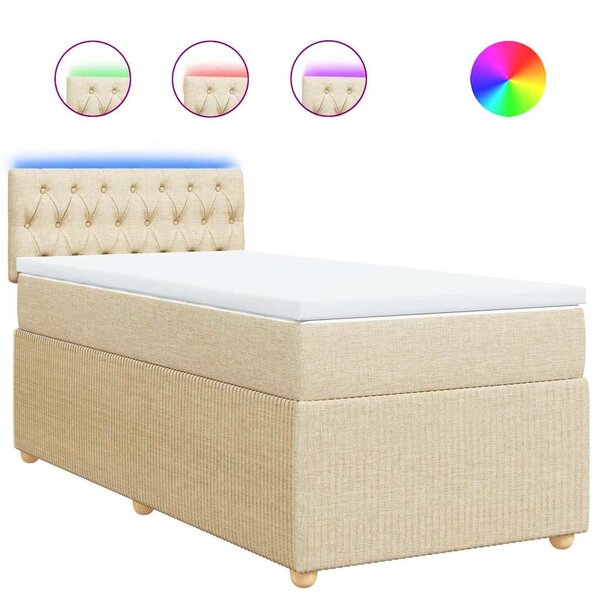 vidaXL Sommier à lattes de lit et matelas Crème 90x190 cm Tissu