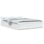 vidaXL Cadre de lit sans matelas avec tiroirs blanc 140x190 cm