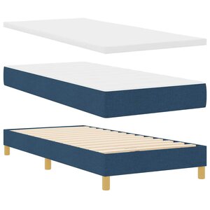 vidaXL Lit à ressorts avec matelas Bleu 200 x 90 cm Polyester