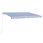 vidaXL Auvent manuel rétractable avec LED 450x300 cm Bleu et blanc