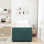 vidaXL Cadre de lit avec matelas Vert foncé 100 x 200 cm tissu