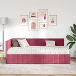 vidaXL Cadre de lit d'angle Rouge bordeaux 90 x 200 cm Velours