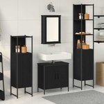 vidaXL Ensemble de mobilier de salle de bain avec étagère 4 Pièces Noir