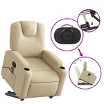 vidaXL Fauteuil inclinable de massage Crème Tissu