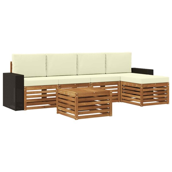 vidaXL Ensemble de canapés d'extérieur 6 Pièces Naturel et Crème