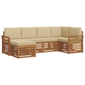 vidaXL Ensemble de canapés d'extérieur 6 pc Naturel et Beige Polyester