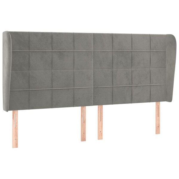 vidaXL Tête de lit avec oreilles Gris clair 183x23x118/128 cm Velours