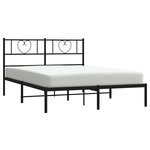 vidaXL Cadre de lit métal sans matelas avec tête de lit noir 140x190cm