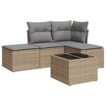 vidaXL Salon de jardin avec coussins 5 Pièces beige résine tressée