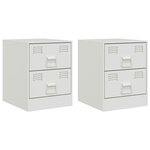 vidaXL Tables de chevet 2 Pièces blanc 34 5x39x44 cm acier
