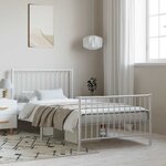 vidaXL Cadre de lit métal sans matelas et pied de lit blanc 100x200 cm