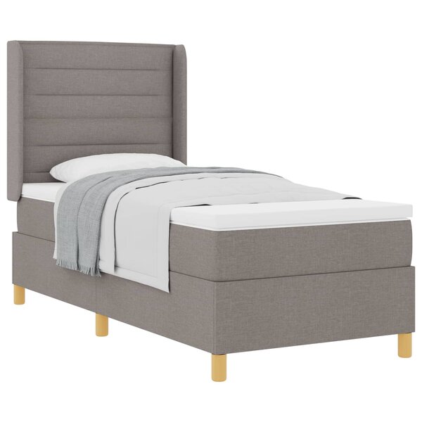 vidaXL Lit à ressorts avec matelas Taupe 100 x 200 cm tissu